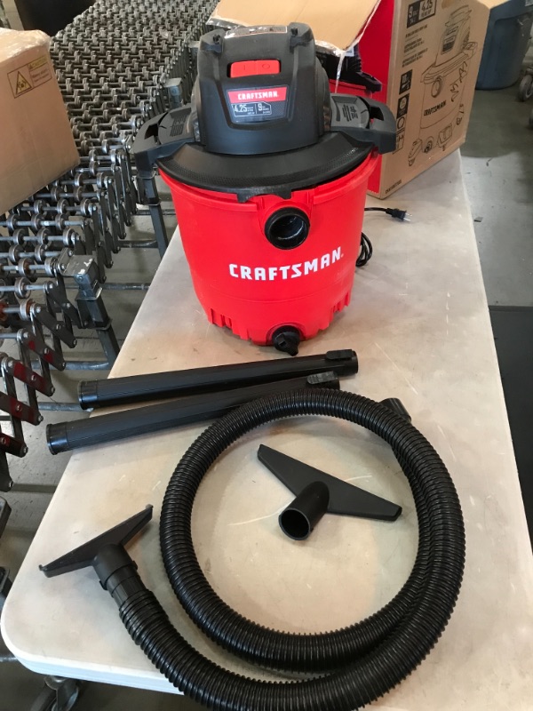 Photo 2 of *USED*
*MISSING dust bag and car nozzle*
CRAFTSMAN CMXEVBE17590 9 Gallon 4.25 Peak HP Wet/Dry Vac, Portable Shop Vacuum with Attachments , Red
