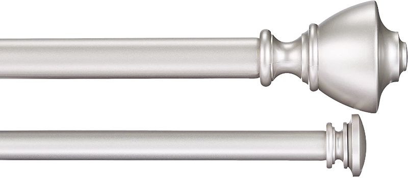 Photo 1 of *MISSING small finials and second rod*
Amazon Basics Double Curtain Rod With Urn Finials - 36" to 72", Nickel
