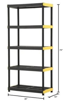 Photo 1 of *poles are wrapped inside* 
HDX Black 5-Tier Plastic Garage Freestanding Storage Shelving Unit (36 in. W x 74 in. H x 18 in. D)