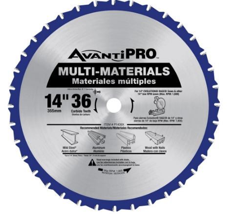 Photo 1 of *USED*
Avanti Pro 14 in. x 36-Tooth Multi-Material Circular Saw Blade