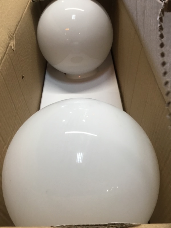 Photo 2 of 8 in. Handblown Gloss White Globe with 4 in. Fitter 2-PACK
