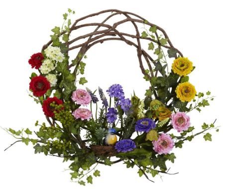 Photo 1 of *MISSING a few branches* 
Nearly Natural 22 in. Spring Floral Wreath