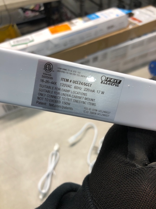 Photo 3 of *MISSING hardware*
Feit Electric 20.5 in. (Fits 24 in. Cabinet) Plug-in Integrated LED White Linkable Onesync Under Cabinet Light Color Changing CCT