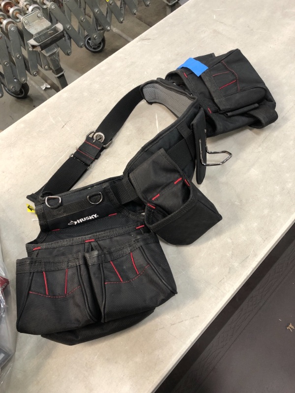 Photo 2 of *MISSING suspenders straps* 
Husky 2-Bag 18 -Pocket Black Framer's Suspension Rig Work Tool Belt with Suspenders