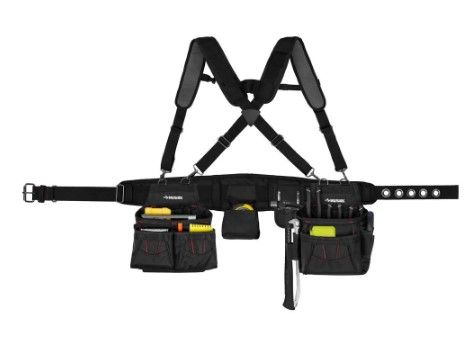 Photo 1 of *MISSING suspenders straps* 
Husky 2-Bag 18 -Pocket Black Framer's Suspension Rig Work Tool Belt with Suspenders