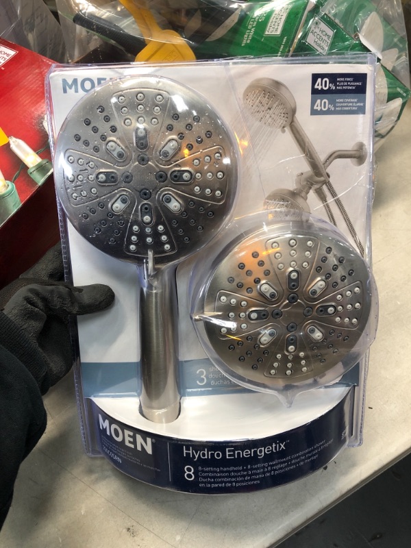 Photo 2 of *USED*
MOEN HydroEnergetix 8-Spray Patterns with 1.75 GPM 4.75 in. Wall Mount Dual Shower Heads in Spot Resist Brushed Nickel