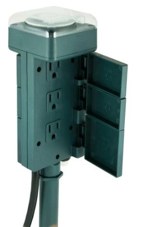 Photo 1 of *NOT EXACT stock picture, use for reference* 
Power Gear Outdoor Yard Stake Mechanical Timer with 6-Grounded Outlets in Green