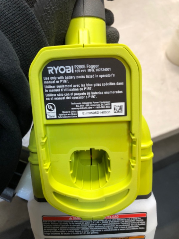 Photo 4 of RYOBI ONE+ 18V Cordless Battery Fogger/Mister with 2.0 Ah Battery and Charger