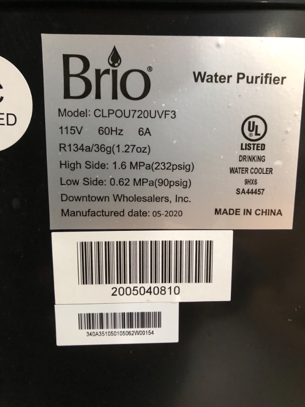 Photo 4 of Brio Moderna UV Self Cleaning Bottleless Water Cooler Dispenser with Filtration – Adjustable Temperature – Digital Clock – LED Nightlight – Tri Temp Hot, Cold, and Room
