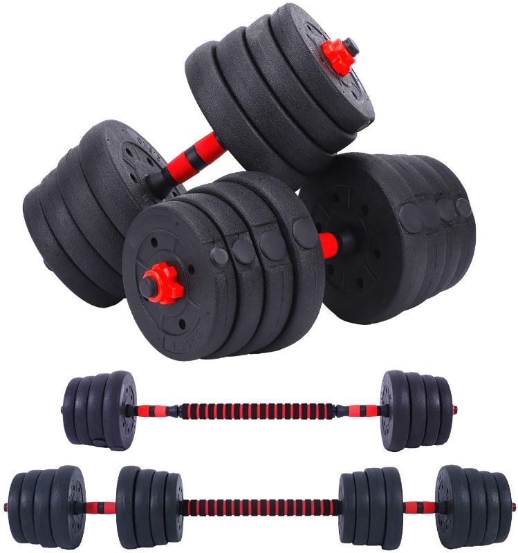 Photo 1 of 66LB Adjustable Dumbbell Barbell Weight Pair, Free Weights 2-in-1 Set, Non-Slip Neoprene Hand, All-Purpose, Home, Gym, Office,Weights Dumbbells Barbell Set of 2, with Connecting Rod for lifting.
