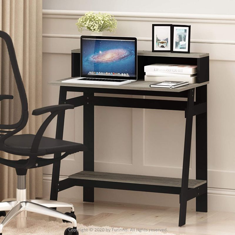 Photo 1 of Furinno Simplistic A Frame Computer Desk, Black/French Oak Grey, 31. 6 (W) x 35. 6 (H) x 16. 50 (D) Inches
