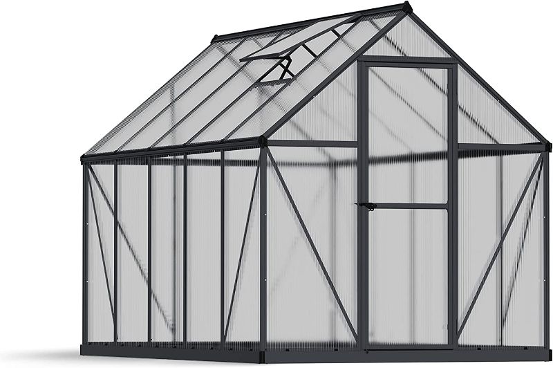 Photo 1 of **INCOMPLETE**Palram HG5010Y Mythos Hobby Greenhouse, 6' x 10' x 7', Gray**PARTS ONLY*ONLY BOX 1 WHICH CONTAINS ALL CLEAR PARTS**