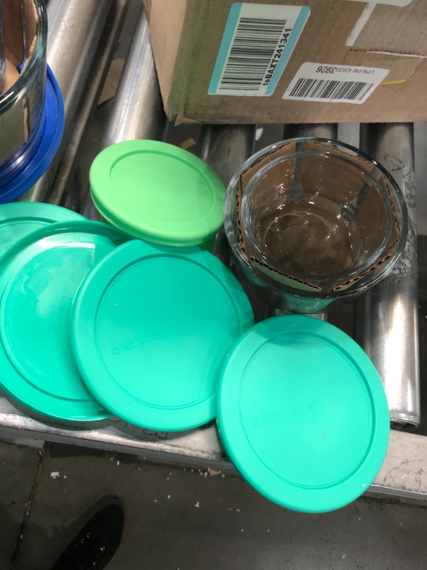 Photo 1 of Anchor Hocking SnugFit 26 Piece Round Glass Food Storage Set W/ Mixed Blue Lids Glass in Blue/Green | Wayfair 12895ECOM
