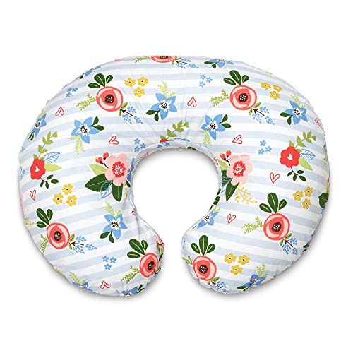 Photo 1 of Boppy Original Nursing Pillow and Positioner, Blue Pink Posy, Cotton Blend Fabric with Allover Fashion
