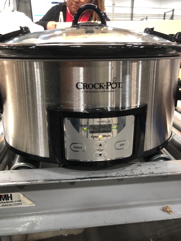 Photo 1 of Crock-Pot 6 Quart Programmable Cook & Carry Slow Cooker with Digital Timer, Stainless Steel
