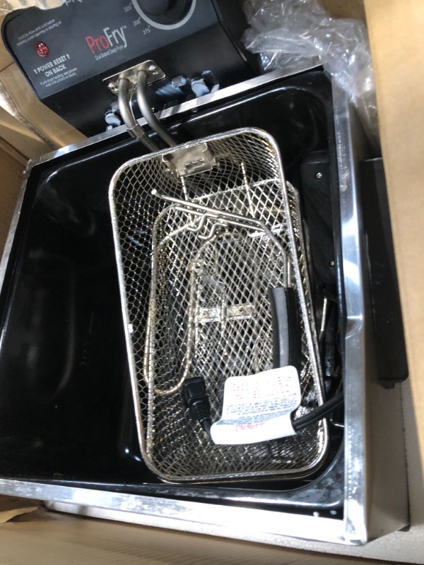 Photo 3 of Presto 05466 Stainless Steel Dual Basket Pro Fry Immersion Element Deep Fryer

//used; not tested; still has GREASE inside. 
