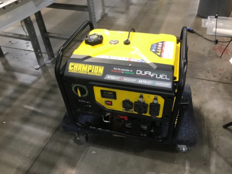 Photo 1 of Champion Power Equipment 201052 4750/3800-Watt Dual Fuel Portable Generator with Electric Start, Wheel Kit
