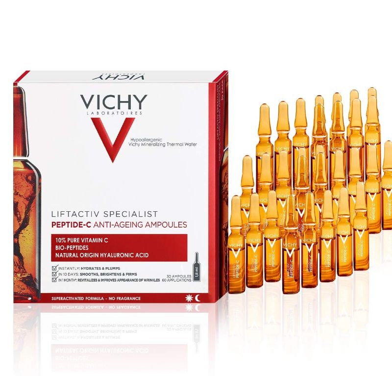 Photo 1 of Vichy LiftActiv Peptide-C Ampoule Serum Anti Aging Concentrate, 10% Pure Vitamin C with Hyaluronic Acid and Peptides, Anti Wrinkle Skin Brightening Serum for Face