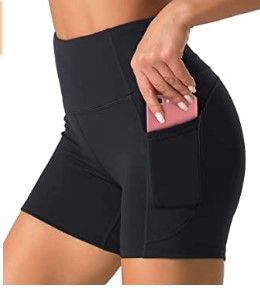 Photo 1 of X-SMALL 
Dragon Fit High Waist Yoga Shorts for Women with 2 Side Pockets Tummy Control Running Home Workout Shorts
