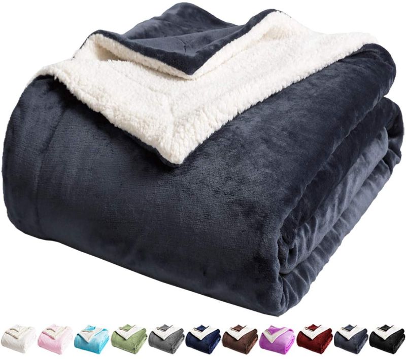 Photo 1 of LBRO2M Sherpa Fleece Bed Blanket Queen Size Super Soft Fuzzy Plush Warm Cozy Fluffy Microfiber Couch Throw Velvet Double Reversible Luxurious Blankets,Grey
