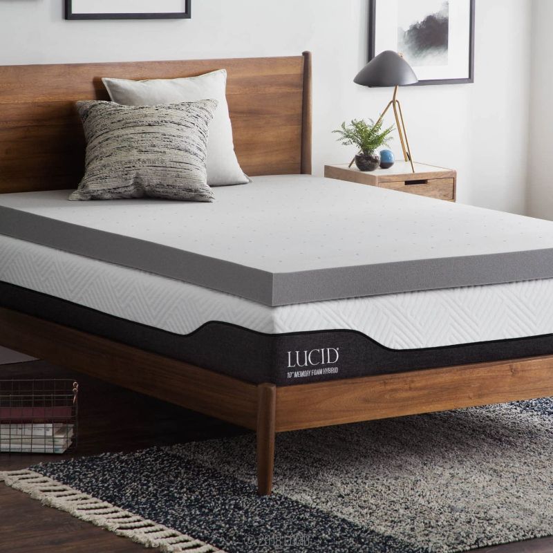 Photo 1 of Lucid 4 inch Bamboo Charcoal Memory Foam Mattress Topper, Cal King