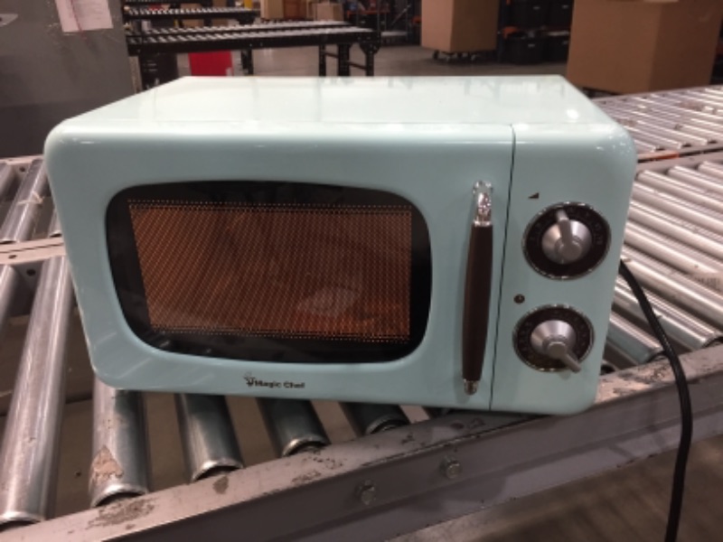 Photo 5 of Retro 0.7 cu. ft. Countertop Microwave in Mint Green
