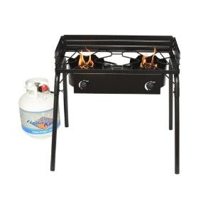 Photo 1 of Flame King
60,000 BTU LP Gas Standup 2 Burner Cooktop Stove with Regulator Hose
