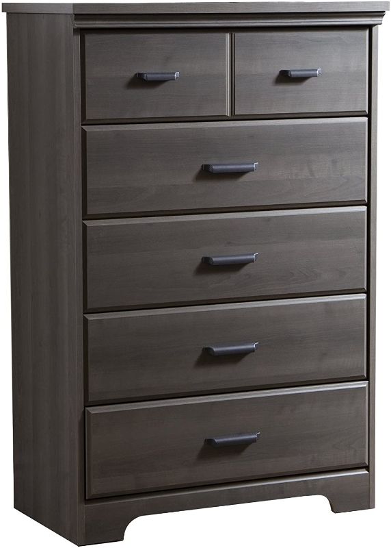 Photo 1 of South Shore Versa Collection 5-Drawer Dresser, Gray Maple with Antique Handles
