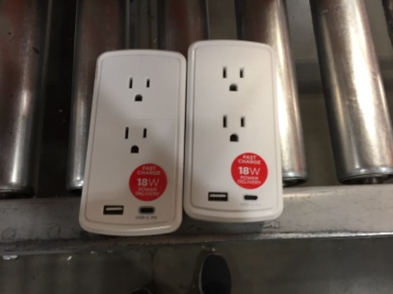 Photo 1 of 2pack) 2-Outlet Surge Protector USB-A USB-C Wall Tap
