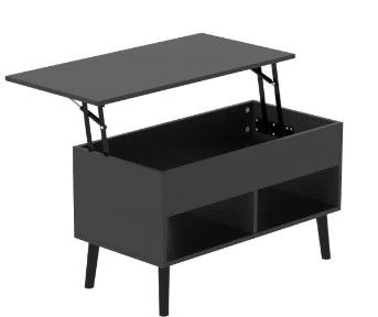 Photo 1 of 30 .7 in. L Black 22.6 in. H Rectangle Wood Lift Top Coffee Table with Hidden Storage Compartment And 2 Storage Shelves
