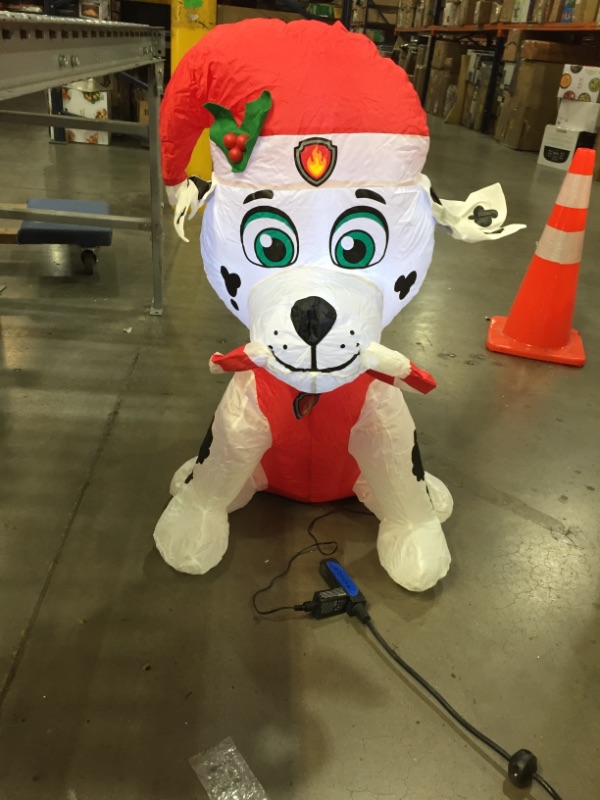 Photo 2 of 3 ft Pre-Lit LED Holiday Marshall the Fire Pup with Candy Cane Christmas Inflatable
