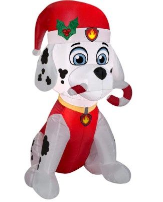 Photo 1 of 3 ft Pre-Lit LED Holiday Marshall the Fire Pup with Candy Cane Christmas Inflatable
