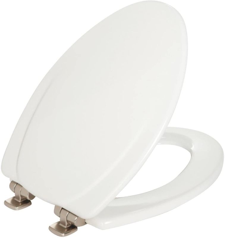 Photo 1 of 
Mayfair Elongated Toilet Seat Elongated, Molded Durable Multi Coat Enamel White Brushed Nickel