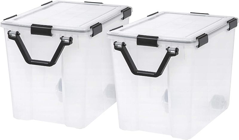 Photo 1 of 
IRIS USA 103 Quart Weathertight Plastic Storage Bin Tote Organizing Container with Durable Lid and Seal and Secure Latching Buckles, 2 Pack
Style:103 Qt. - 2 Pack