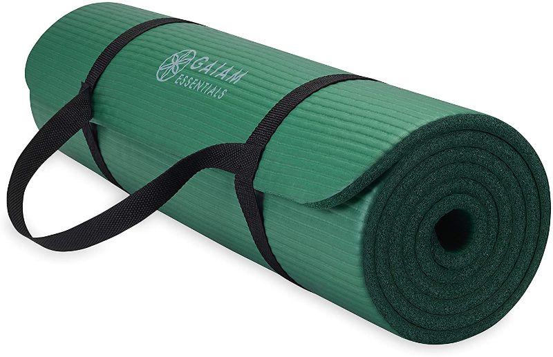 Photo 1 of 
Gaiam Essentials Thick Yoga Mat Fitness & Exercise Mat with Easy-Cinch Yoga Mat Carrier Strap, 72"L x 24"W x 2/5 Inch Thick
Color:Green