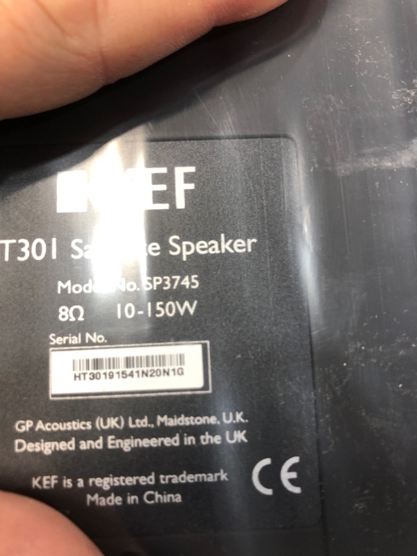 Photo 2 of UNABLE TO TEST
KEF T301 Satellite Speaker - Black (Pair)