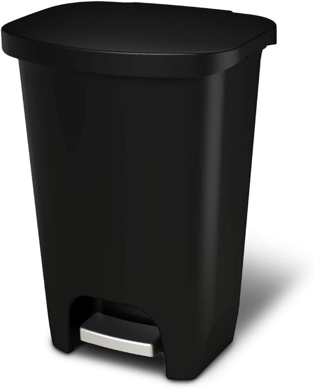 Photo 1 of 
GLAD GLD-74030 Plastic Step Trash Can with Clorox Odor Protection of The Lid | 13 Gallon, 50 Liter, Black