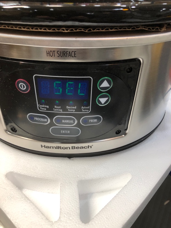 Photo 2 of 
Hamilton Beach Portable 6-Quart Set & Forget Digital Programmable Slow Cooker with Lid Lock, Temperature Probe, Stainless Steel
Size:Temperature Probe
Color:Stainless Steel