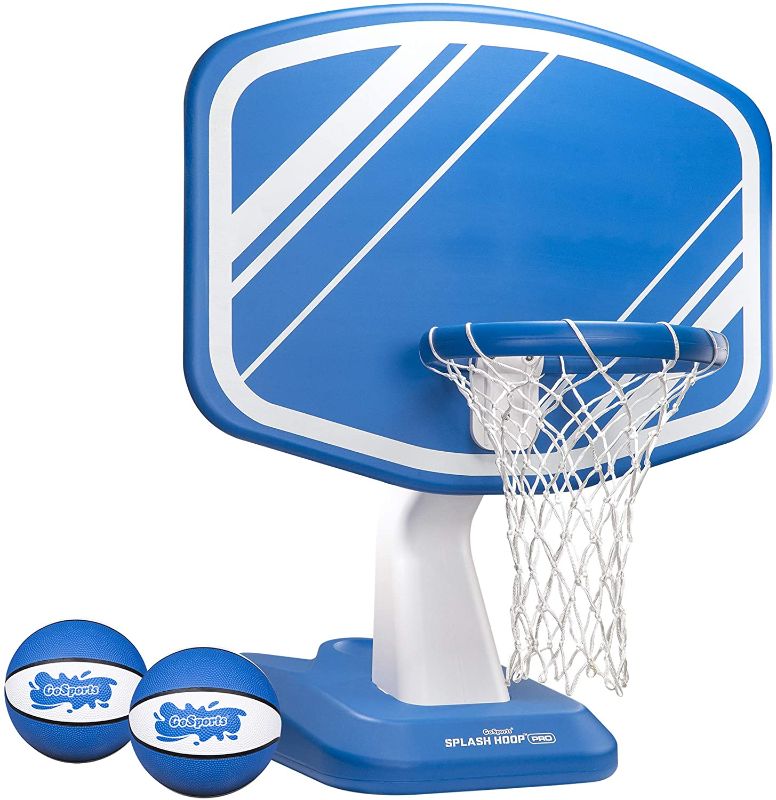 Photo 1 of GoSports Splash Hoop PRO Swimming Pool Basketball Game, Includes Poolside Water Basketball Hoop, 2 Balls and Pump
