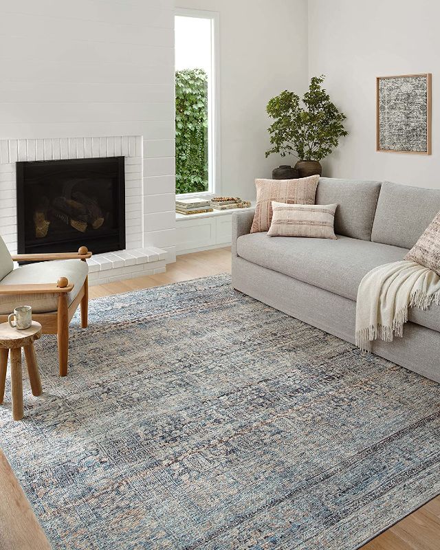 Photo 1 of Amber Lewis x Loloi Billie Collection BIL-05 Denim / Blush 6' x 9' Area Rug
