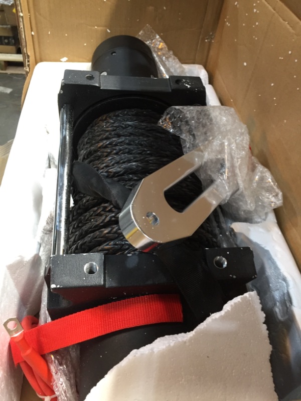 Photo 3 of **GROUNDING CABLE IS DAMAGED//PARTS ONLY

VEVOR Electric Winch, 17500 lbs Capacity, 85 ft/26 m Synthetic Rope, Waterproof ATV UTV Winches w/Wireless Remote and Corded Control & Hawse Fairlead

