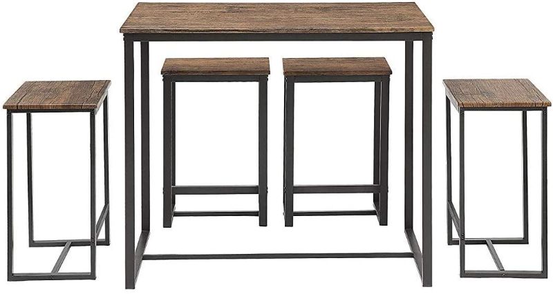 Photo 1 of **PARTS ONLY ***Abington Lane 5-Piece Kitchen/Dining Table Set w/Four (4) Stools - Versatile, Tall, Modern Table Set for The Contemporary Home - (Walnut Finish)
