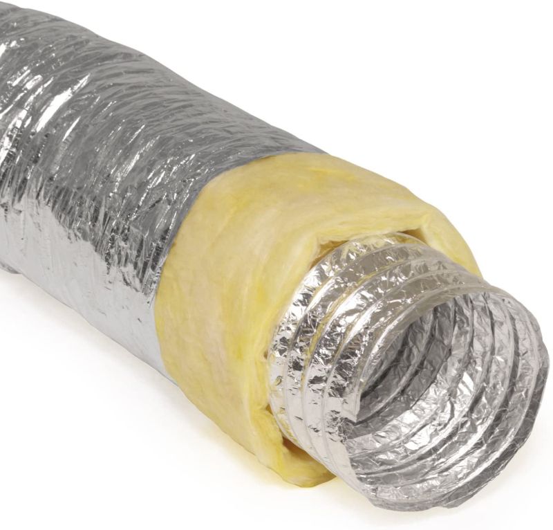 Photo 1 of 5" Inch Aluminum Hose Flexible Insulated R-4.2 Air Duct Pipe for Rigid HVAC Flex Ductowrk Insulation - 25' Feet Long
