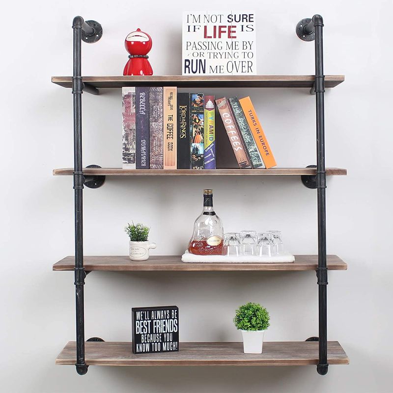 Photo 1 of **INCOMPLETE**
Industrial Floating Shelves Wall Mount,48in Rustic Pipe Wall Shelf,4-Tiers Wall Mount Bookshelf,DIY Storage Shelving Floating Shelves,Wall Shelving Unit,Wall Book Shelf for Home ,Black Brushed Silver
