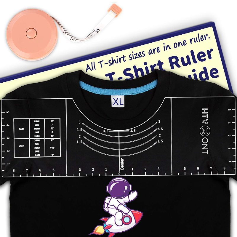 Photo 1 of HTVRONT Tshirt Ruler Guide for Vinyl Alignment - 18"x6"x0.15" Sturdy Acrylic Ruler - for All T-Shirt Sizes (2 pack)