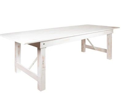 Photo 1 of  Rectangular Antique Rustic White Solid Pine Folding Farm Table 
96"x40"