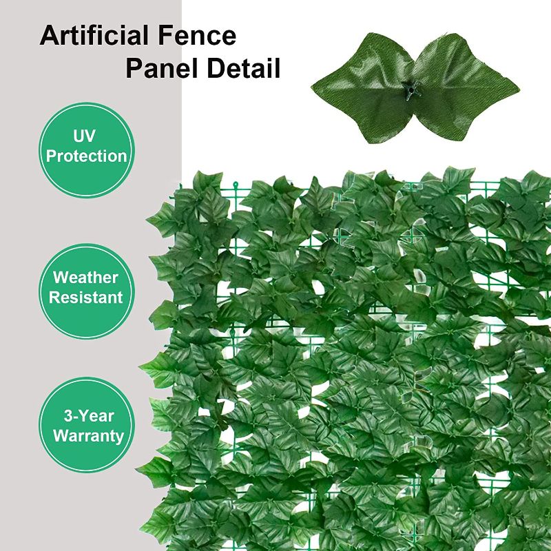 Photo 1 of 40" x 120" Artificial Faux Ivy Leaf Fence Screen, Decorative Fence Screen, Privacy Green Vine Leaves Fence Decoration Hedge for Outdoor, Indoor, Garden, Patio