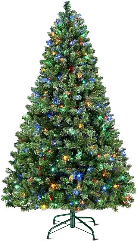 Photo 1 of **DAMAGED**
SHareconn 6ft Prelit Premium Artificial Hinged Christmas Tree with 330 Warm White & Multi-Color Lights, 1018 Branch Tips and Foldable Metal Stand, Perfect Choice for Xmas Decoration, 6 FT
