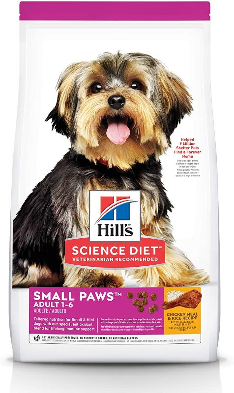 Photo 1 of 
Hill's Science Diet Dry Dog Food, Adult, Small Paws for Small Breed Dogs
Flavor Name:Chicken Meal & Rice
Size:4.5 Pound (Pack of 1)
BEST BY 02-2023