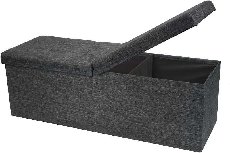 Photo 1 of 
Otto & Ben Folding Toy Box Chest with Smart Lift Top Linen Fabric Ottomans Bench Foot Rest for Bedroom and Living Room, 45", Dark Grey
Color:Dark Grey
Size:45"